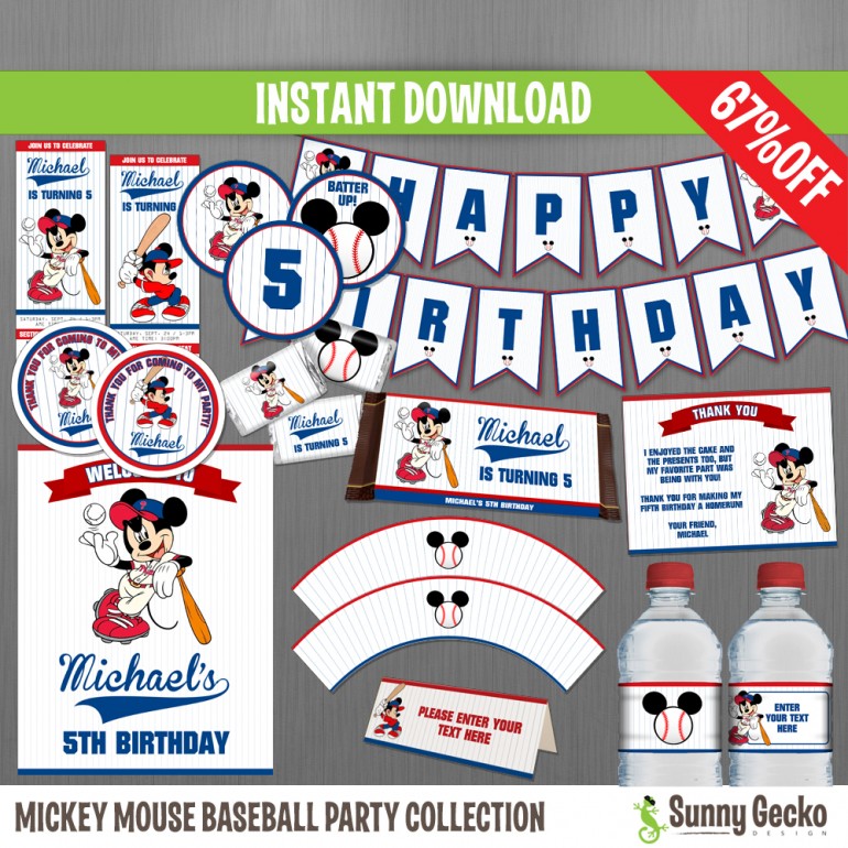 Mickey Mouse Baseball Birthday Party Collection
